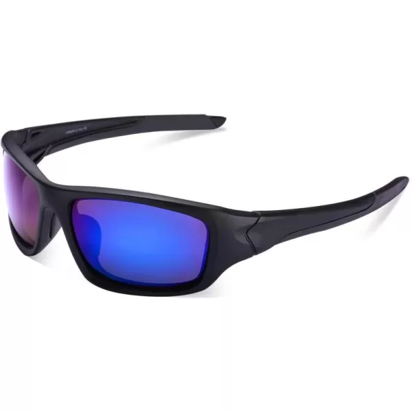 CARFIA Sports Polarized Sunglasses Cycling Running Fishing Sunglasses for Men Women Safety Glasses Goggles Shades 051Blue Mirror