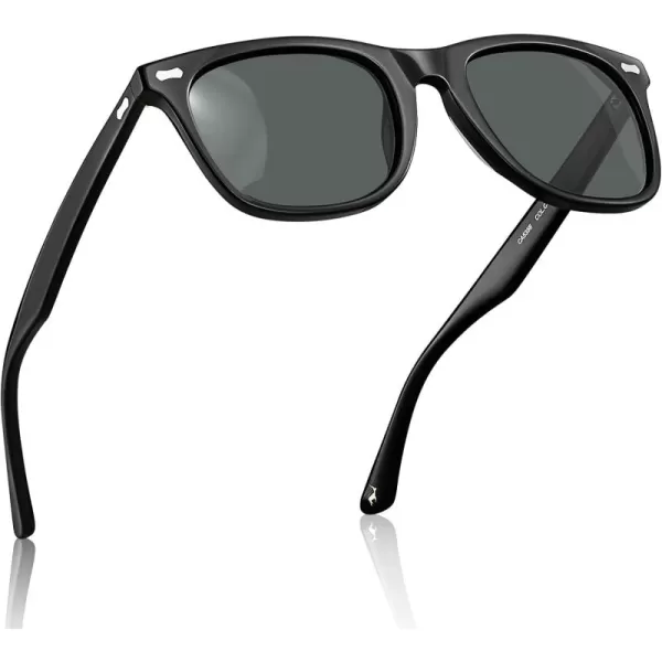 CARFIA Square Polarized Sunglasses for Men UV400 Protection Retro Acetate Italian Handcrafted Driving Shades3black Frame Grey Lens