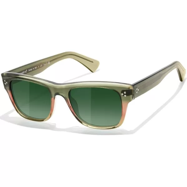 CARFIA Square Sunglasses for Men Women Polarized UV400 Protection Retro Stylish Unique Color Acetate Driving ShadesTwotones Frame Green Gradient Lens
