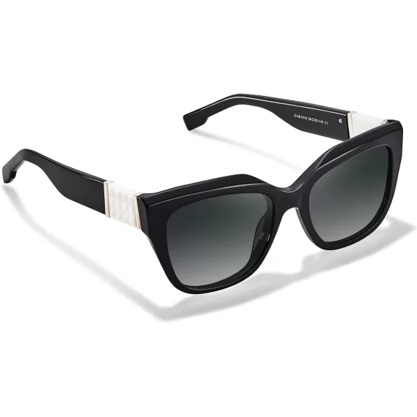 CARFIA Acetate Cat Eye Polarized Sunglasses for Women Retro Fashion Square Frame Sunnies UV400 Protection CF1018Black Frame Grey Gradient Lens