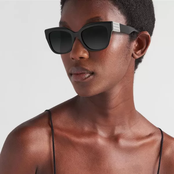 CARFIA Acetate Cat Eye Polarized Sunglasses for Women Retro Fashion Square Frame Sunnies UV400 Protection CF1018Black Frame Grey Gradient Lens