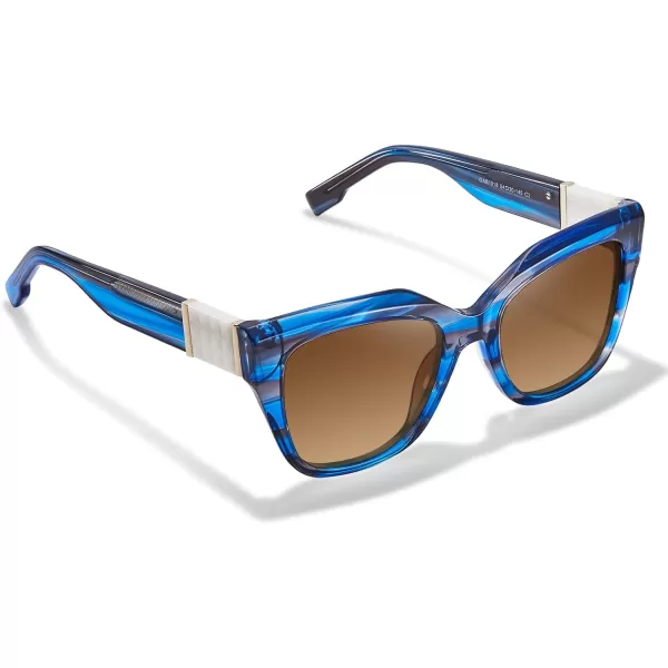 CARFIA Acetate Cat Eye Polarized Sunglasses for Women Retro Fashion Square Frame Sunnies UV400 Protection CF1018Blue Striped Frame Brown Gradient Lens