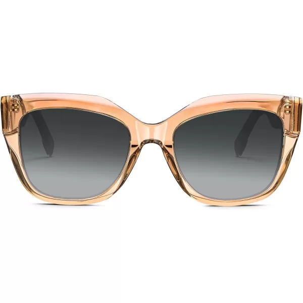 CARFIA Acetate Cat Eye Polarized Sunglasses for Women Retro Fashion Square Frame Sunnies UV400 Protection CF1018Clear Brown Frame Grey Gradient Lens
