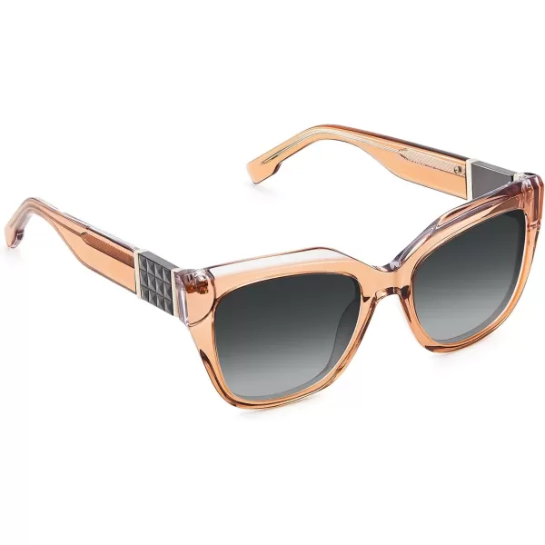 CARFIA Acetate Cat Eye Polarized Sunglasses for Women Retro Fashion Square Frame Sunnies UV400 Protection CF1018Clear Brown Frame Grey Gradient Lens