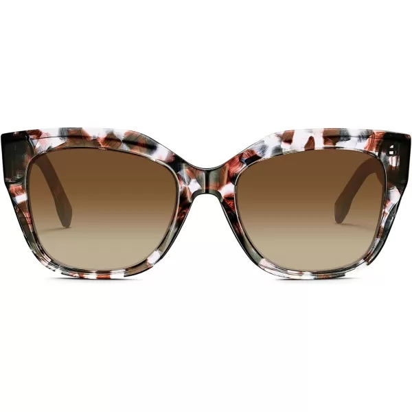CARFIA Acetate Cat Eye Polarized Sunglasses for Women Retro Fashion Square Frame Sunnies UV400 Protection CF1018Tortoise Frame Brown Gradient Lens