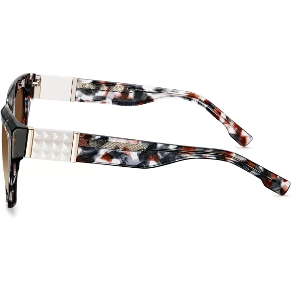 CARFIA Acetate Cat Eye Polarized Sunglasses for Women Retro Fashion Square Frame Sunnies UV400 Protection CF1018Tortoise Frame Brown Gradient Lens