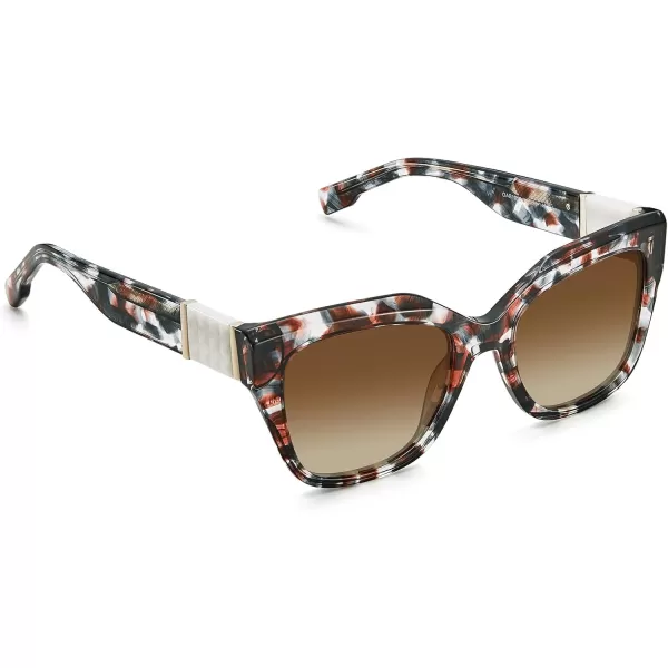 CARFIA Acetate Cat Eye Polarized Sunglasses for Women Retro Fashion Square Frame Sunnies UV400 Protection CF1018Tortoise Frame Brown Gradient Lens