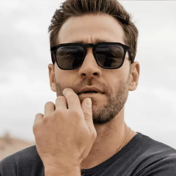 CARFIA Acetate Classic Square Polarized Sunglasses for Men UV400 Lenses Handcrafted Frame Outdoor Eyewear3black Frame Grey Lens