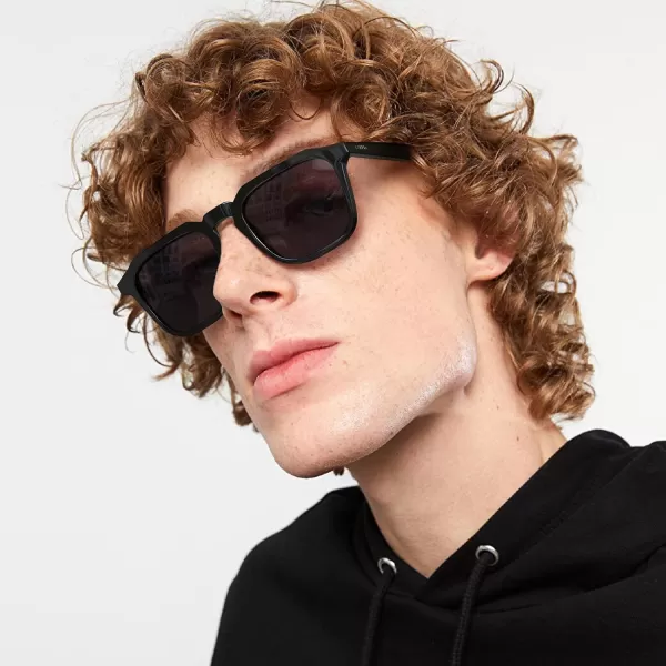 CARFIA Acetate Classic Square Polarized Sunglasses for Men UV400 Lenses Handcrafted Frame Outdoor Eyewear3black Frame Grey Lens