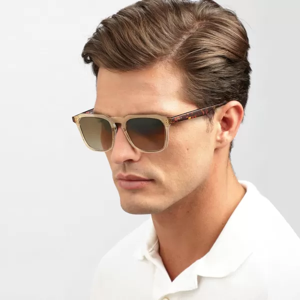 CARFIA Acetate Classic Square Polarized Sunglasses for Men UV400 Lenses Handcrafted Frame Outdoor Eyewear4light Yellow Frame Gradient Brown Lens