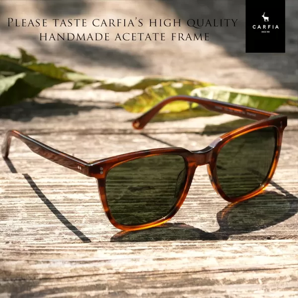 CARFIA Acetate Polarized Sunglasses for Men UV400 Protection Classic Retro Square Shades Driving Glasses1 Green Lens