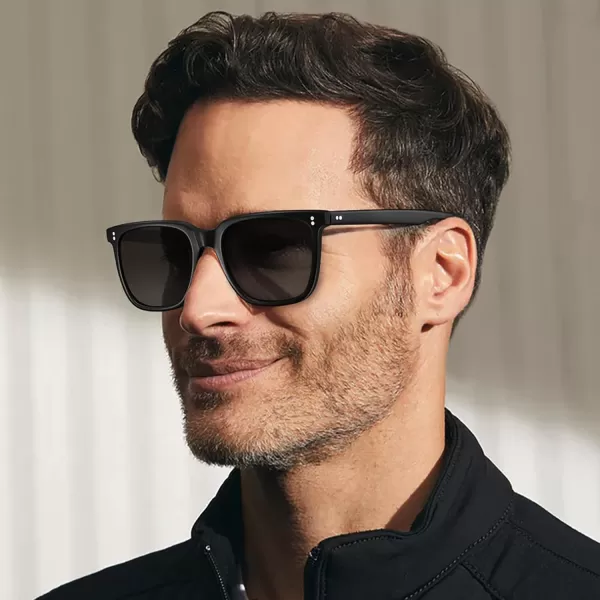 CARFIA Acetate Polarized Sunglasses for Men UV400 Protection Classic Retro Square Shades Driving Glasses2 Black Frame Grey Lens