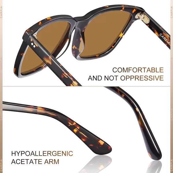 CARFIA Acetate Polarized Sunglasses for Men UV400 Protection Classic Retro Square Shades Driving Glasses4 Brown Lens