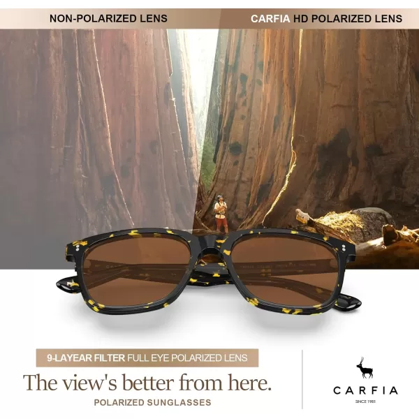 CARFIA Acetate Polarized Sunglasses for Men UV400 Protection Classic Retro Square Shades Driving Glasses4 Brown Lens