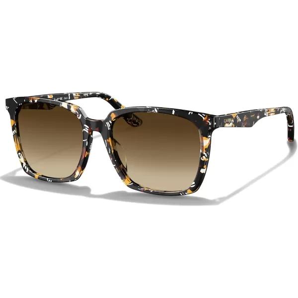 CARFIA Acetate Polarized Sunglasses for Women Big Face Fashion Retro Sunnies CA55052 Tortoise Frame Brown Gradient Lens