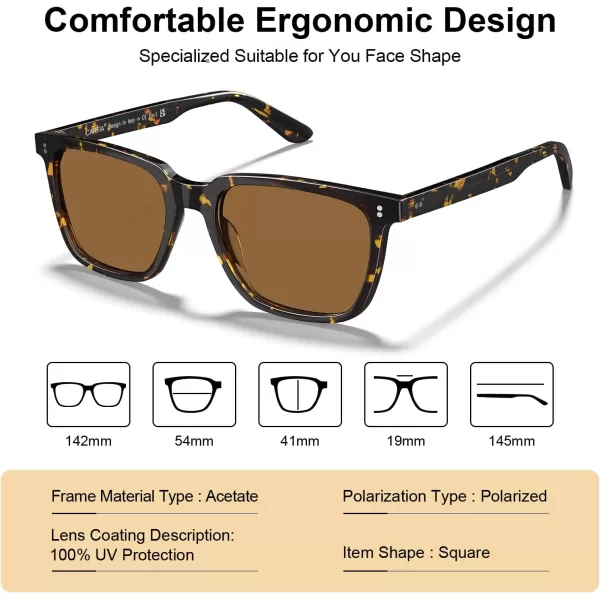 CARFIA Acetate Polarized Sunglasses for Women Small Face  AntiGlare UV400 Protection CA535411  Tortoise Frame Brown Lens