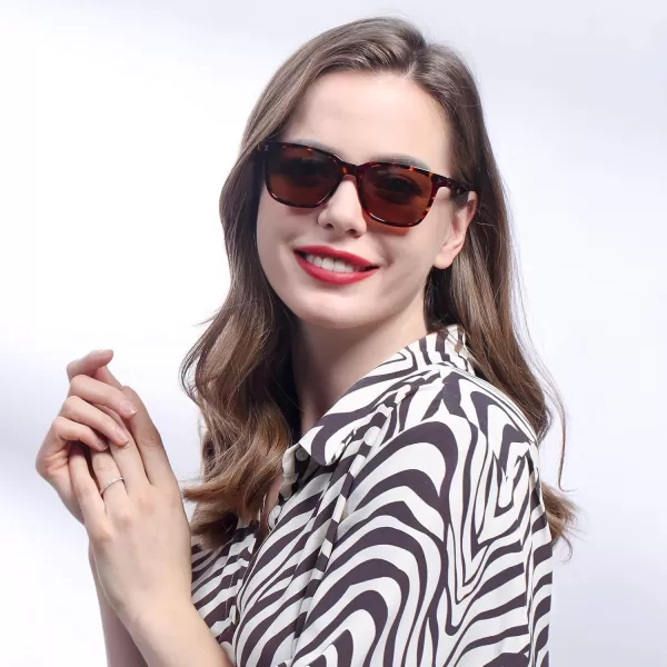 CARFIA Acetate Polarized Sunglasses for Women Small Face  AntiGlare UV400 Protection CA535411  Tortoise Frame Brown Lens