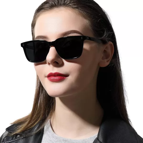 CARFIA Acetate Polarized Sunglasses for Women Small Face  AntiGlare UV400 Protection CA535412  Black Frame Grey Lens