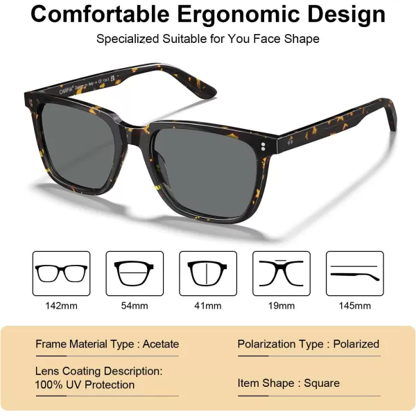 CARFIA Acetate Polarized Sunglasses for Women Small Face  AntiGlare UV400 Protection CA535412  Tortoise Frame Grey Lens