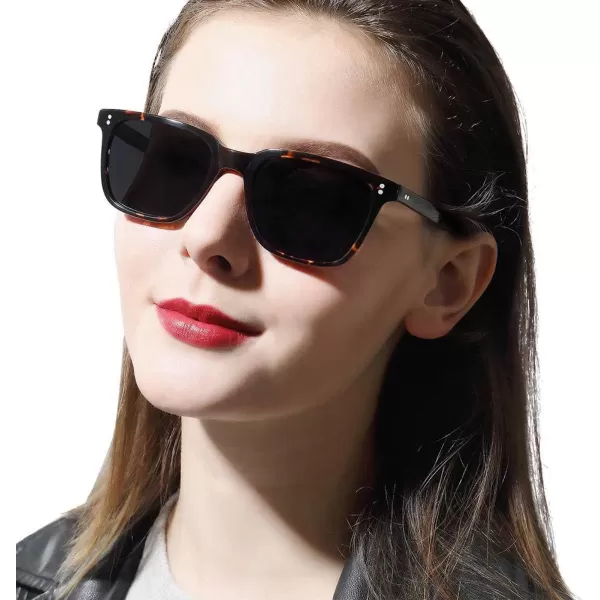 CARFIA Acetate Polarized Sunglasses for Women Small Face  AntiGlare UV400 Protection CA535412  Tortoise Frame Grey Lens