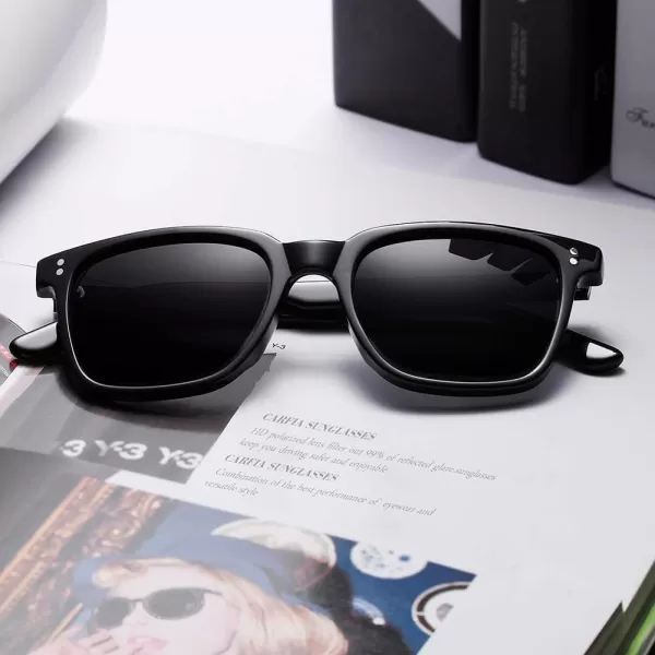CARFIA Acetate Polarized Sunglasses for Women Small Face  AntiGlare UV400 Protection CA53543  Black Frame Grey Lens