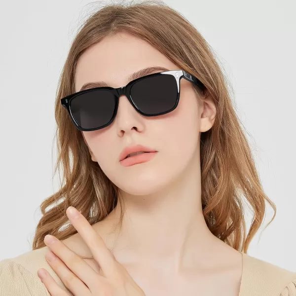 CARFIA Acetate Polarized Sunglasses for Women Small Face  AntiGlare UV400 Protection CA53543  Black Frame Grey Lens