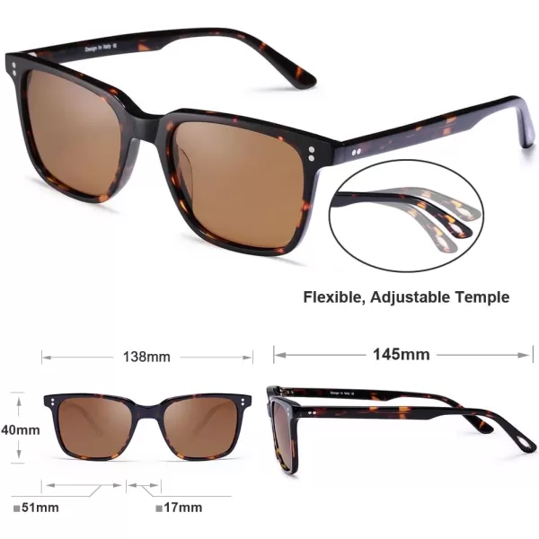CARFIA Acetate Polarized Sunglasses for Women Small Face  AntiGlare UV400 Protection CA53543  Tortoise Frame Brown Lens