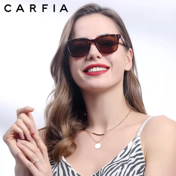 CARFIA Acetate Polarized Sunglasses for Women Small Face  AntiGlare UV400 Protection CA53543  Tortoise Frame Brown Lens