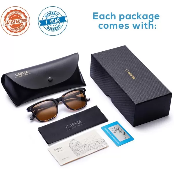 CARFIA Acetate Polarized Sunglasses for Women Small Face  AntiGlare UV400 Protection CA53543  Tortoise Frame Brown Lens