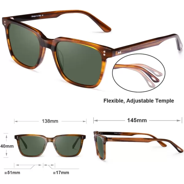 CARFIA Acetate Polarized Sunglasses for Women Small Face  AntiGlare UV400 Protection CA53544  Green Lens