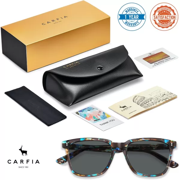 CARFIA Acetate Polarized Sunglasses for Women Small Face  AntiGlare UV400 Protection CA53545  Blue Tortoise Frame Grey Lens