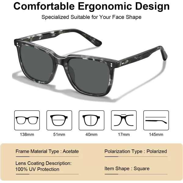 CARFIA Acetate Polarized Sunglasses for Women Small Face  AntiGlare UV400 Protection CA53545  Grey Tortoise Grey Lens