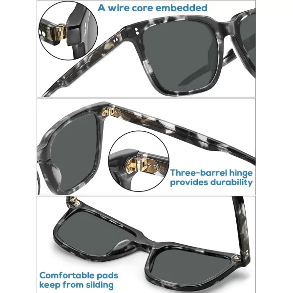CARFIA Acetate Polarized Sunglasses for Women Small Face  AntiGlare UV400 Protection CA53545  Grey Tortoise Grey Lens