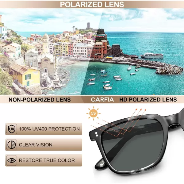 CARFIA Acetate Polarized Sunglasses for Women Small Face  AntiGlare UV400 Protection CA53545  Grey Tortoise Grey Lens