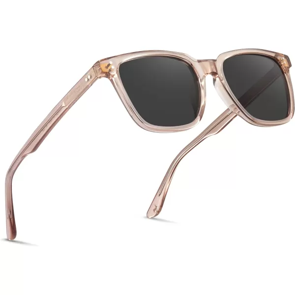 CARFIA Acetate Polarized Sunglasses for Women Small Face  AntiGlare UV400 Protection CA53546  Peach Frame Grey Lens