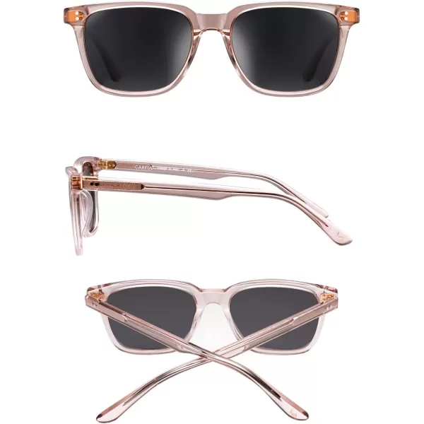 CARFIA Acetate Polarized Sunglasses for Women Small Face  AntiGlare UV400 Protection CA53546  Peach Frame Grey Lens