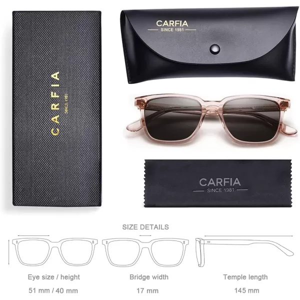 CARFIA Acetate Polarized Sunglasses for Women Small Face  AntiGlare UV400 Protection CA53546  Peach Frame Grey Lens