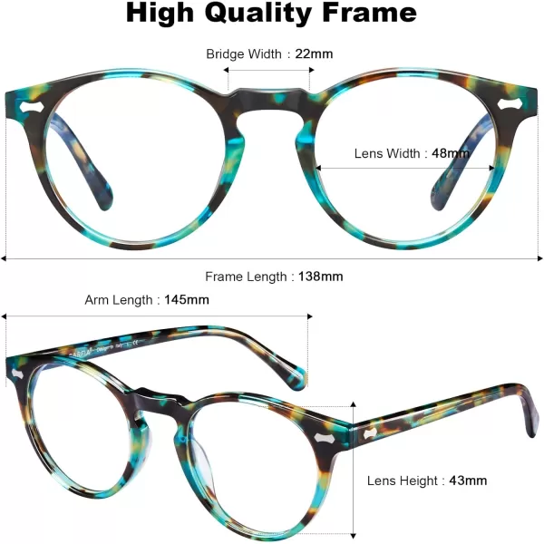 CARFIA Acetate Round Blue Light Blocking Glasses for Women Anti Eye Eyestrain Computer Gaming GlassesA Flowers Frame Blue Light Glasses