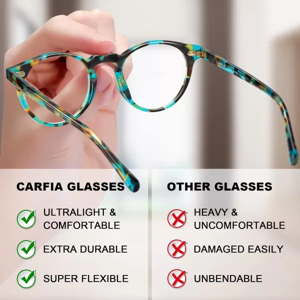CARFIA Acetate Round Blue Light Blocking Glasses for Women Anti Eye Eyestrain Computer Gaming GlassesA Flowers Frame Blue Light Glasses