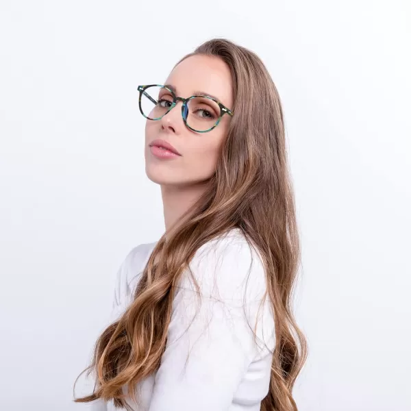 CARFIA Acetate Round Blue Light Blocking Glasses for Women Anti Eye Eyestrain Computer Gaming GlassesA Flowers Frame Blue Light Glasses