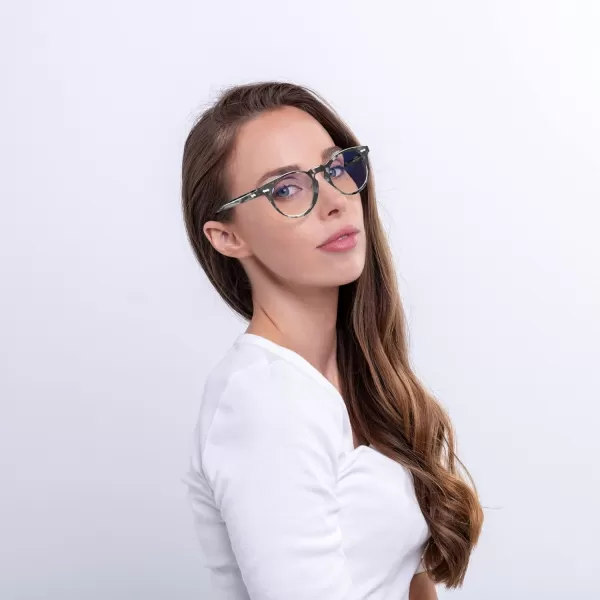 CARFIA Acetate Round Blue Light Blocking Glasses for Women Anti Eye Eyestrain Computer Gaming GlassesB Grey Tortoise Frame Blue Light Glasses
