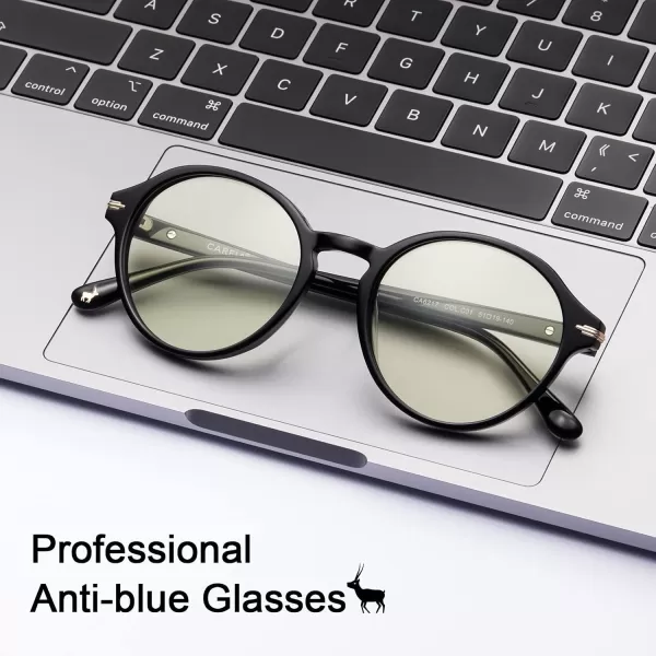 CARFIA Acetate Round Blue Light Blocking Glasses for Women Anti Eye Eyestrain Computer Gaming GlassesBlack Frame