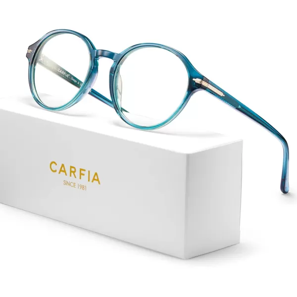 CARFIA Acetate Round Blue Light Blocking Glasses for Women Anti Eye Eyestrain Computer Gaming GlassesWater Color Frame