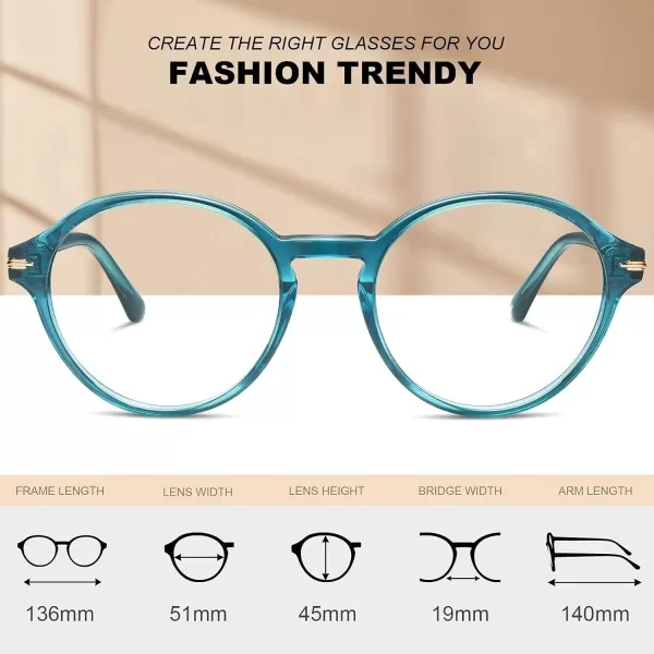CARFIA Acetate Round Blue Light Blocking Glasses for Women Anti Eye Eyestrain Computer Gaming GlassesWater Color Frame