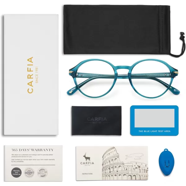 CARFIA Acetate Round Blue Light Blocking Glasses for Women Anti Eye Eyestrain Computer Gaming GlassesWater Color Frame