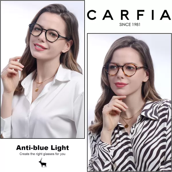 CARFIA Acetate Round Blue Light Blocking Glasses for Women Anti Eye Eyestrain Computer Gaming GlassesWater Color Frame