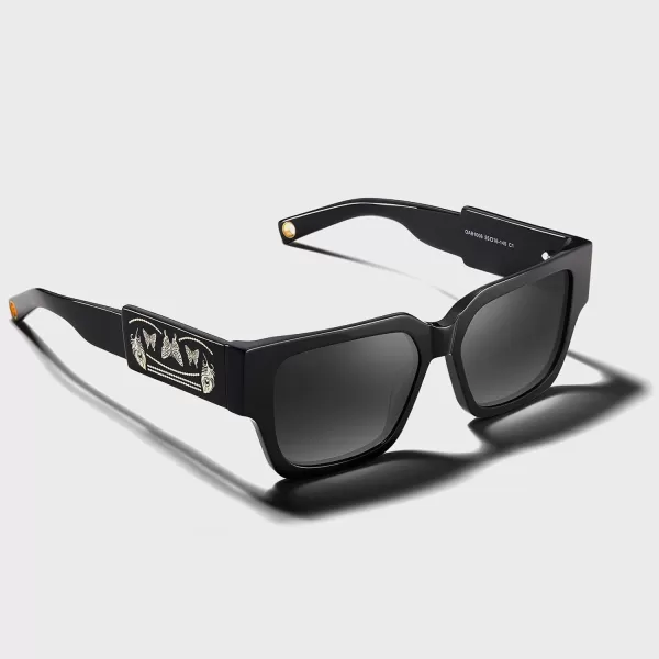 CARFIA Acetate Trendy Square Sunglasses for Women UV400 Protection Handcrafted Hypoallergenic Temple CF1006Black Frame Gradient Grey Lens