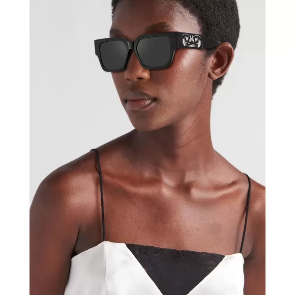 CARFIA Acetate Trendy Square Sunglasses for Women UV400 Protection Handcrafted Hypoallergenic Temple CF1006Black Frame Gradient Grey Lens