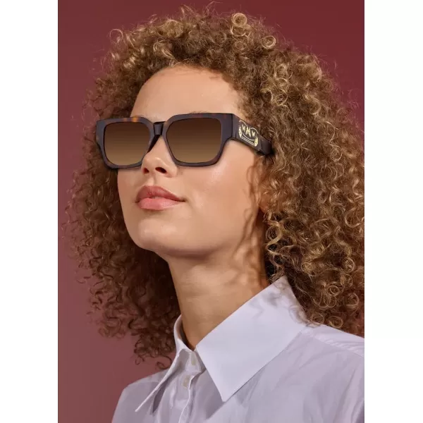 CARFIA Acetate Trendy Square Sunglasses for Women UV400 Protection Handcrafted Hypoallergenic Temple CF1006Brown Tortoise Frame Gradient Brown Lens