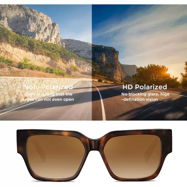 CARFIA Acetate Trendy Square Sunglasses for Women UV400 Protection Handcrafted Hypoallergenic Temple CF1006Brown Tortoise Frame Gradient Brown Lens